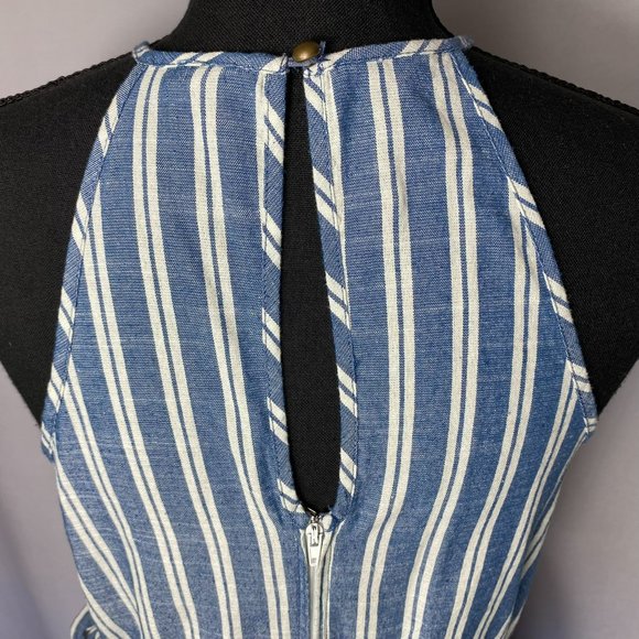 Speechless Sleeveless Faux Wrap Romper White Blue Striped Size XXS - Picture 6 of 10